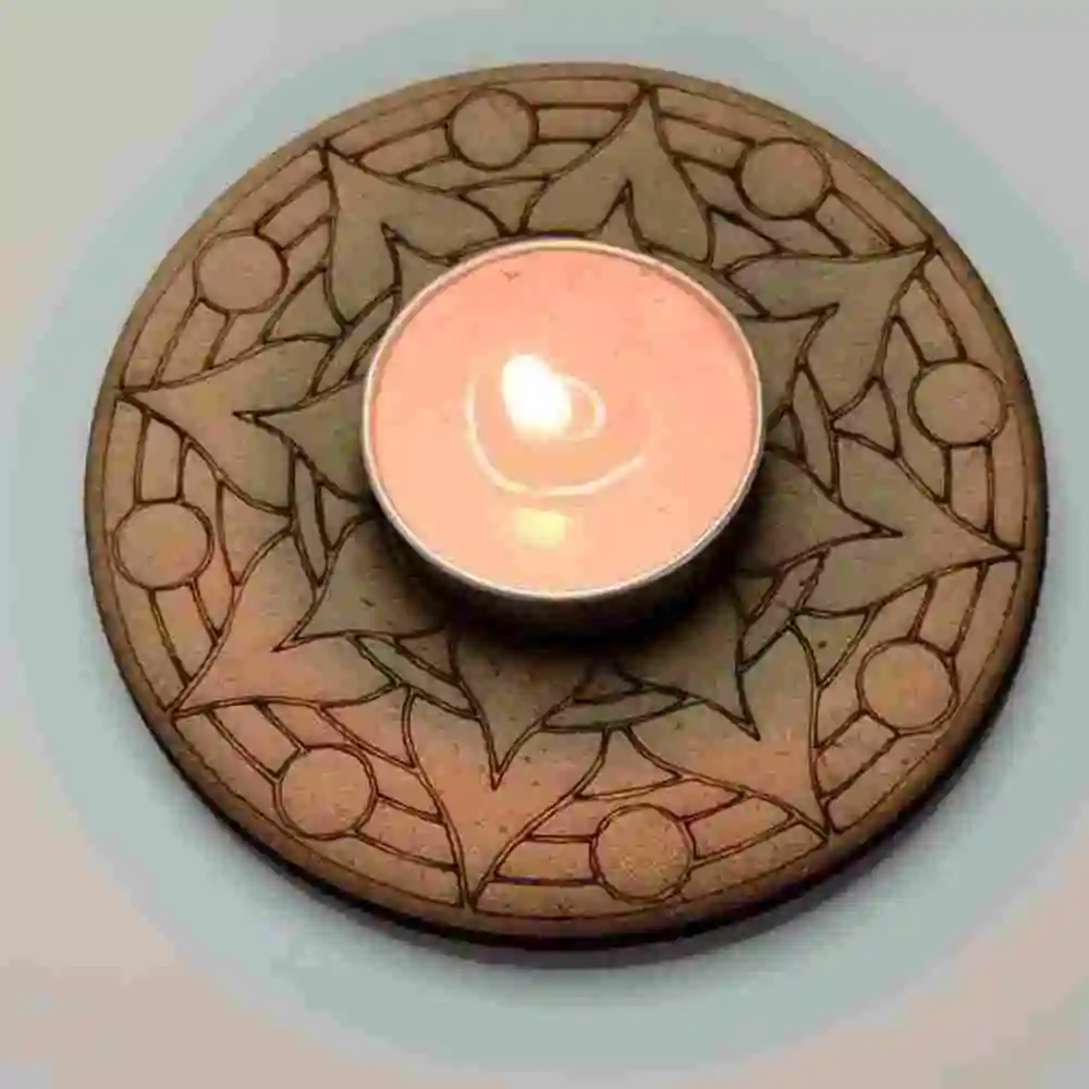 MDF Designer Floral Round T-Light Holder